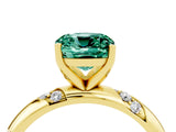 Yellow gold Cushion Cut Solitaire Diamond Engagement Ring with Twisted Pave Band and Four-Prong Setting_4