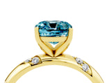 Yellow gold Cushion Cut Solitaire Diamond Engagement Ring with Twisted Pave Band and Four-Prong Setting_4