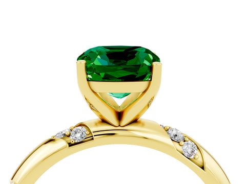 Yellow gold Cushion Cut Solitaire Diamond Engagement Ring with Twisted Pave Band and Four-Prong Setting_4