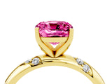 Yellow gold Cushion Cut Solitaire Diamond Engagement Ring with Twisted Pave Band and Four-Prong Setting_4