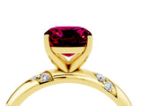 Yellow gold Cushion Cut Solitaire Diamond Engagement Ring with Twisted Pave Band and Four-Prong Setting_4