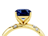 Yellow gold Cushion Cut Solitaire Diamond Engagement Ring with Twisted Pave Band and Four-Prong Setting_4