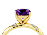 Yellow gold Cushion Cut Solitaire Diamond Engagement Ring with Twisted Pave Band and Four-Prong Setting_4