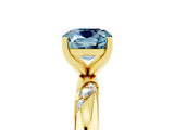Yellow gold Cushion Cut Solitaire Diamond Engagement Ring with Twisted Pave Band and Four-Prong Setting_5