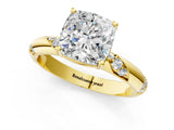 Yellow gold Cushion Cut Solitaire Diamond Engagement Ring with Twisted Pave Band and Four-Prong Setting_52