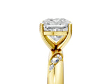 Yellow gold Cushion Cut Solitaire Diamond Engagement Ring with Twisted Pave Band and Four-Prong Setting_56
