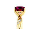 Yellow gold Cushion Cut Solitaire Diamond Engagement Ring with Twisted Pave Band and Four-Prong Setting_5