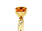 Yellow gold Cushion Cut Solitaire Diamond Engagement Ring with Twisted Pave Band and Four-Prong Setting_5
