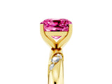 Yellow gold Cushion Cut Solitaire Diamond Engagement Ring with Twisted Pave Band and Four-Prong Setting_5