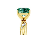 Yellow gold Cushion Cut Solitaire Diamond Engagement Ring with Twisted Pave Band and Four-Prong Setting_5