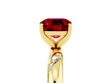 Yellow gold Cushion Cut Solitaire Diamond Engagement Ring with Twisted Pave Band and Four-Prong Setting_5