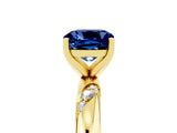 Yellow gold Cushion Cut Solitaire Diamond Engagement Ring with Twisted Pave Band and Four-Prong Setting_5