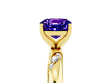 Yellow gold Cushion Cut Solitaire Diamond Engagement Ring with Twisted Pave Band and Four-Prong Setting_5