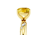 Yellow gold Cushion Cut Solitaire Diamond Engagement Ring with Twisted Pave Band and Four-Prong Setting_5