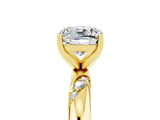 Yellow gold Cushion Cut Solitaire Diamond Engagement Ring with Twisted Pave Band and Four-Prong Setting_5