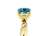 Yellow gold Cushion Cut Solitaire Diamond Engagement Ring with Twisted Pave Band and Four-Prong Setting_5