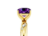 Yellow gold Cushion Cut Solitaire Diamond Engagement Ring with Twisted Pave Band and Four-Prong Setting_5