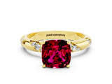 Yellow gold Cushion Cut Solitaire Diamond Engagement Ring with Twisted Pave Band and Four-Prong Setting