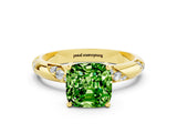 Yellow gold Cushion Cut Solitaire Diamond Engagement Ring with Twisted Pave Band and Four-Prong Setting
