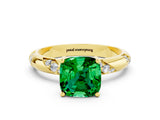 Yellow gold Cushion Cut Solitaire Diamond Engagement Ring with Twisted Pave Band and Four-Prong Setting