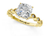 Yellow gold Cushion Cut Solitaire Diamond Ring with Infinity Twist Band and Four-Prong Setting_22