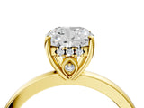 Yellow gold Cushion Cut Solitaire Diamond Ring with Prong Setting and Plain Band_11