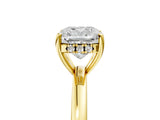 Yellow gold Cushion Cut Solitaire Diamond Ring with Prong Setting and Plain Band_12