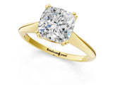 Yellow gold Cushion Cut Solitaire Diamond Ring with Six-Prong Setting and Classic Band_13