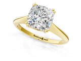 Yellow gold Cushion Cut Solitaire Diamond Ring with Six-Prong Setting and Classic Band_4