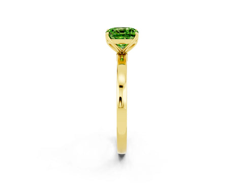Yellow gold Cushion Cut Solitaire Diamond Ring with Thin Band and Four-Prong Setting_2