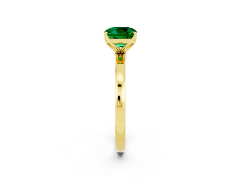 Yellow gold Cushion Cut Solitaire Diamond Ring with Thin Band and Four-Prong Setting_2