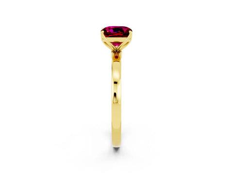 Yellow gold Cushion Cut Solitaire Diamond Ring with Thin Band and Four-Prong Setting_2