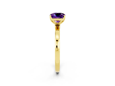 Yellow gold Cushion Cut Solitaire Diamond Ring with Thin Band and Four-Prong Setting_2