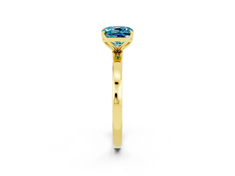Yellow gold Cushion Cut Solitaire Diamond Ring with Thin Band and Four-Prong Setting_2