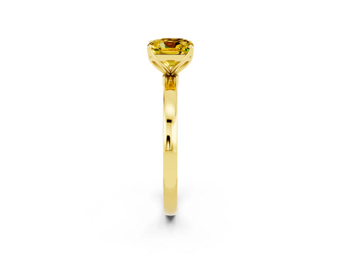 Yellow gold Cushion Cut Solitaire Diamond Ring with Thin Band and Four-Prong Setting_2