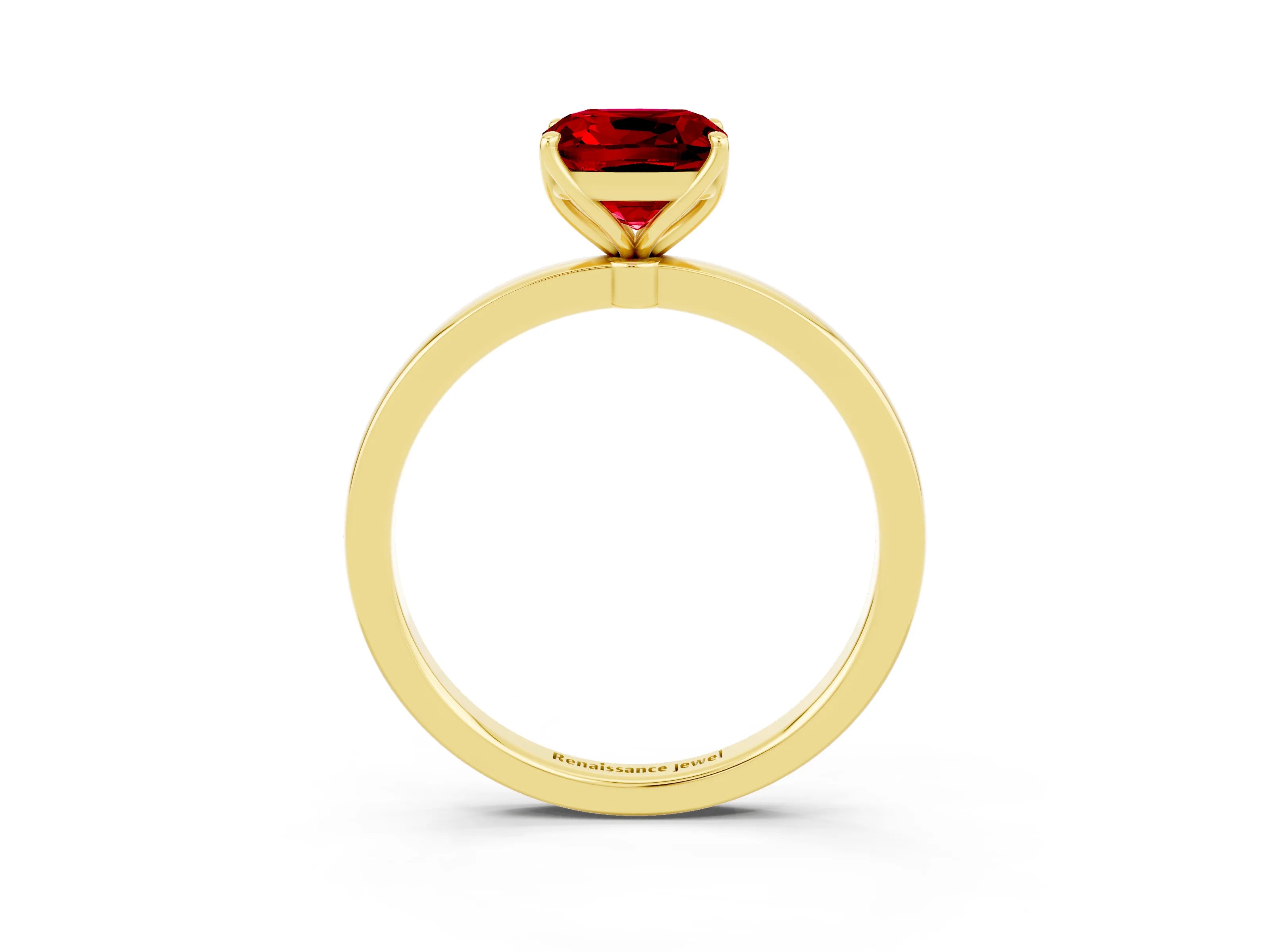 Yellow gold Cushion Cut Solitaire Diamond Ring with Thin Band and Four-Prong Setting_3