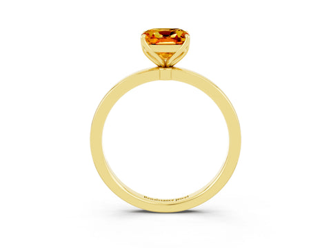 Yellow gold Cushion Cut Solitaire Diamond Ring with Thin Band and Four-Prong Setting_3