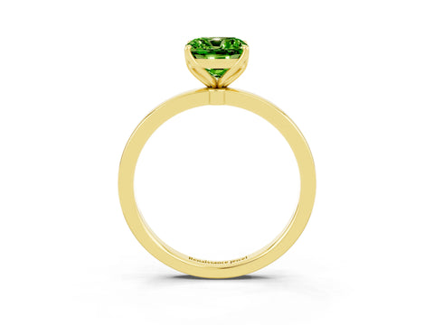 Yellow gold Cushion Cut Solitaire Diamond Ring with Thin Band and Four-Prong Setting_3