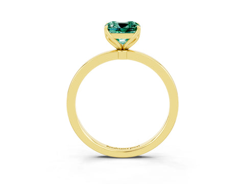 Yellow gold Cushion Cut Solitaire Diamond Ring with Thin Band and Four-Prong Setting_3