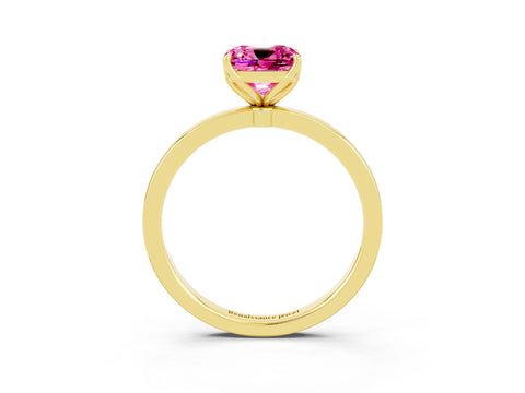 Yellow gold Cushion Cut Solitaire Diamond Ring with Thin Band and Four-Prong Setting_3