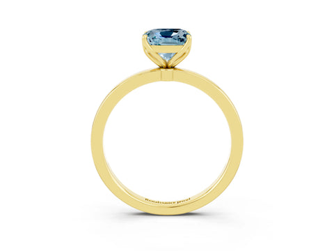 Yellow gold Cushion Cut Solitaire Diamond Ring with Thin Band and Four-Prong Setting_3