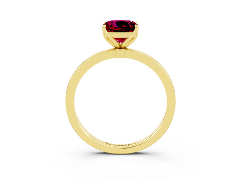 Yellow gold Cushion Cut Solitaire Diamond Ring with Thin Band and Four-Prong Setting_3