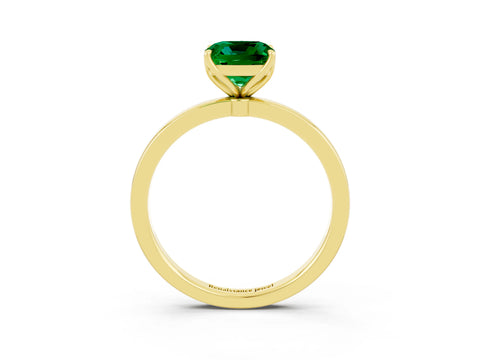Yellow gold Cushion Cut Solitaire Diamond Ring with Thin Band and Four-Prong Setting_3