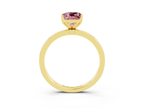 Yellow gold Cushion Cut Solitaire Diamond Ring with Thin Band and Four-Prong Setting_3