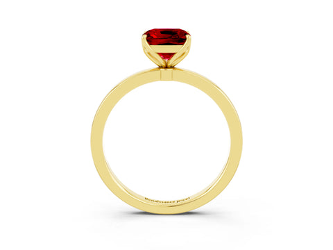 Yellow gold Cushion Cut Solitaire Diamond Ring with Thin Band and Four-Prong Setting_3