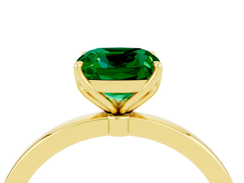 Yellow gold Cushion Cut Solitaire Diamond Ring with Thin Band and Four-Prong Setting_4