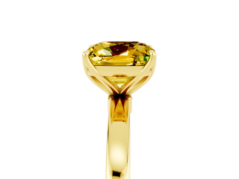 Yellow gold Cushion Cut Solitaire Diamond Ring with Thin Band and Four-Prong Setting_5