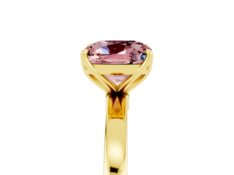 Yellow gold Cushion Cut Solitaire Diamond Ring with Thin Band and Four-Prong Setting_5