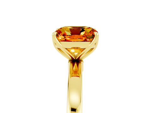 Yellow gold Cushion Cut Solitaire Diamond Ring with Thin Band and Four-Prong Setting_5