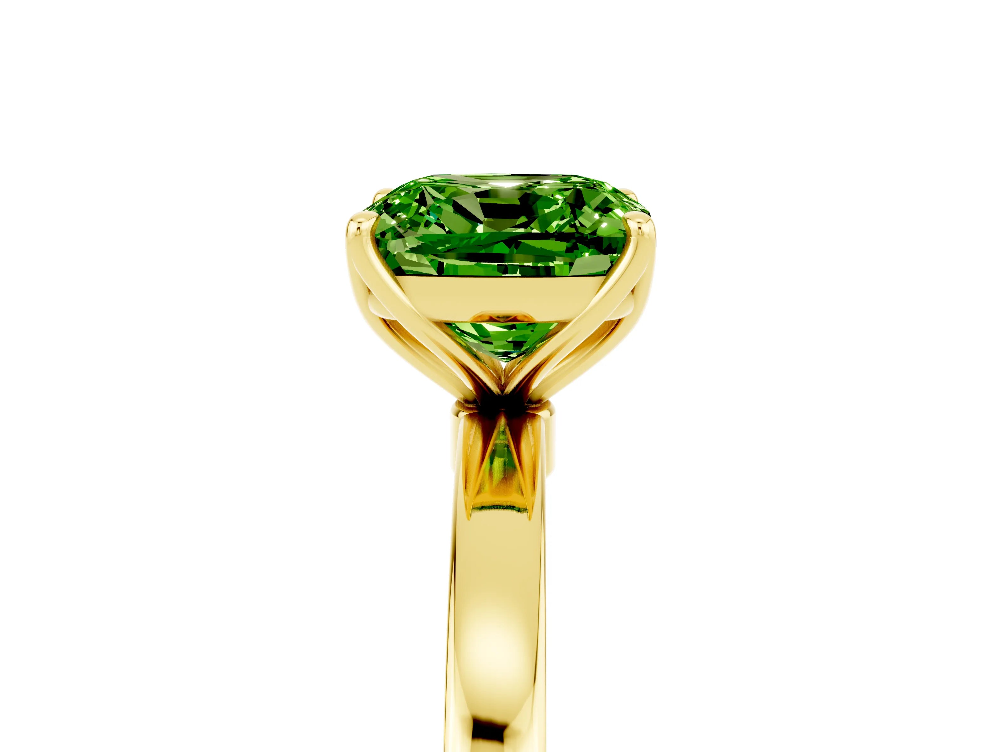 Yellow gold Cushion Cut Solitaire Diamond Ring with Thin Band and Four-Prong Setting_5